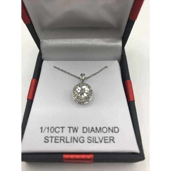 Diamond  1/10ct Pendant Sterling Silver 18"‎ Necklace MSRP $124 NWT - Picture 1 of 7